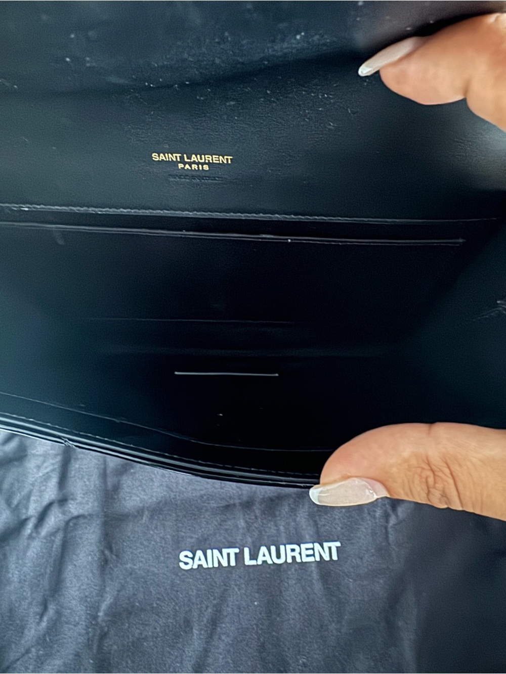 Yves Saint Laurent Cassandre Black Patent Leather Wristlet with Gold YSL - Picture 3 of 4